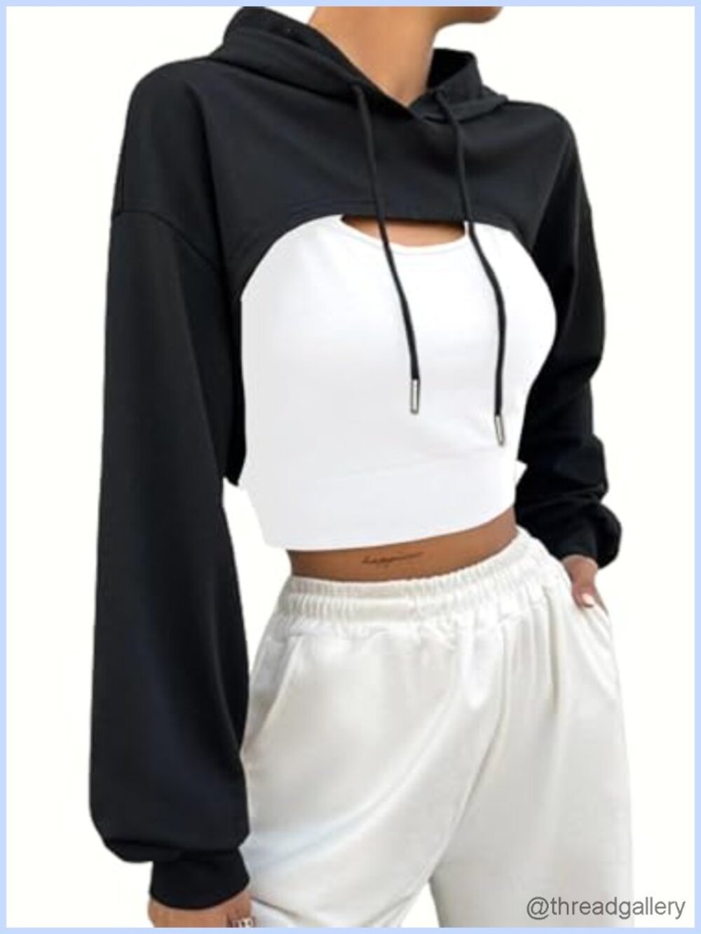 Women Super Cropped Hoodie Long Sleeve Workout Top